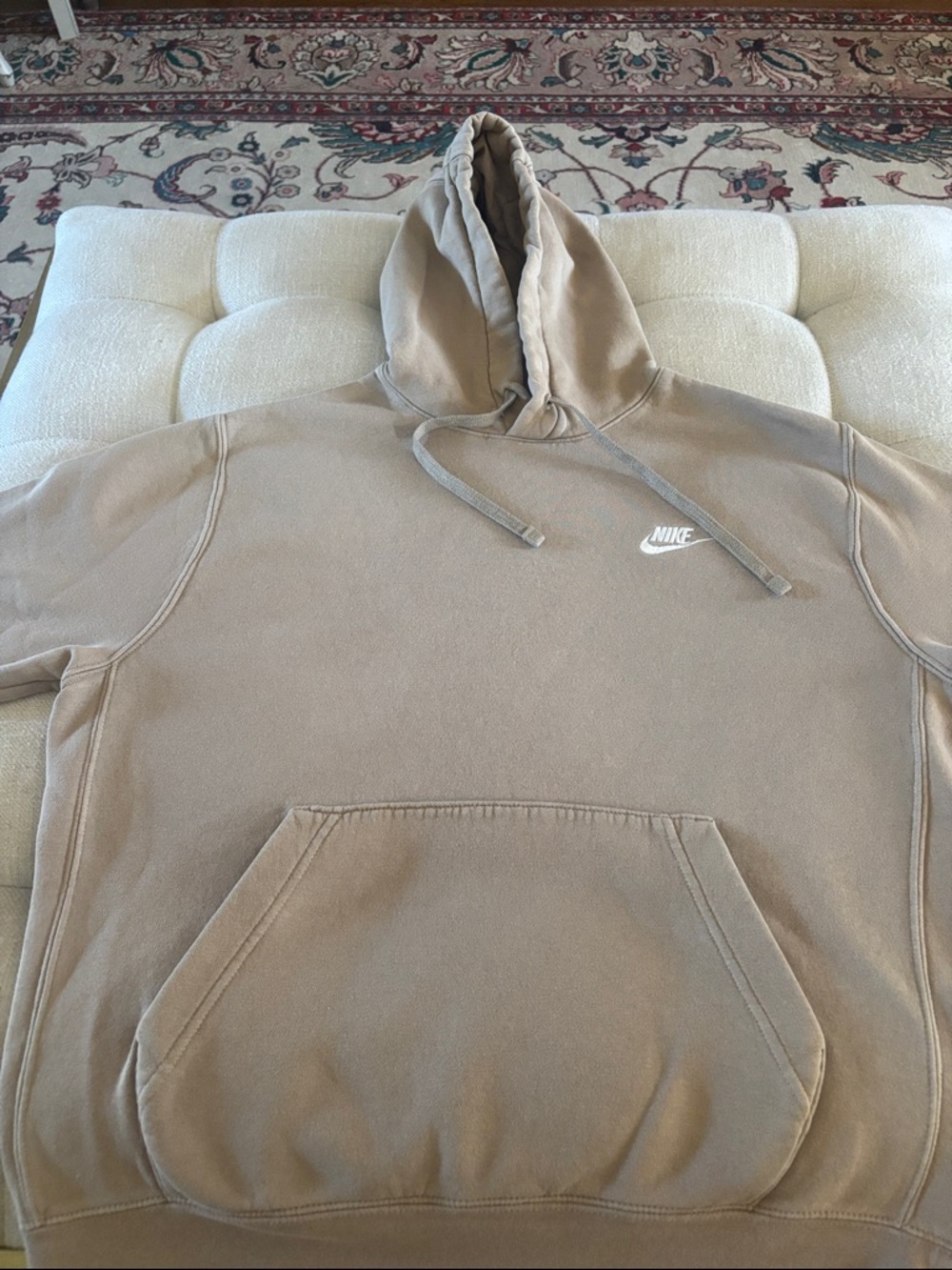 Nike Men’s Beige Hoodie with White Logo